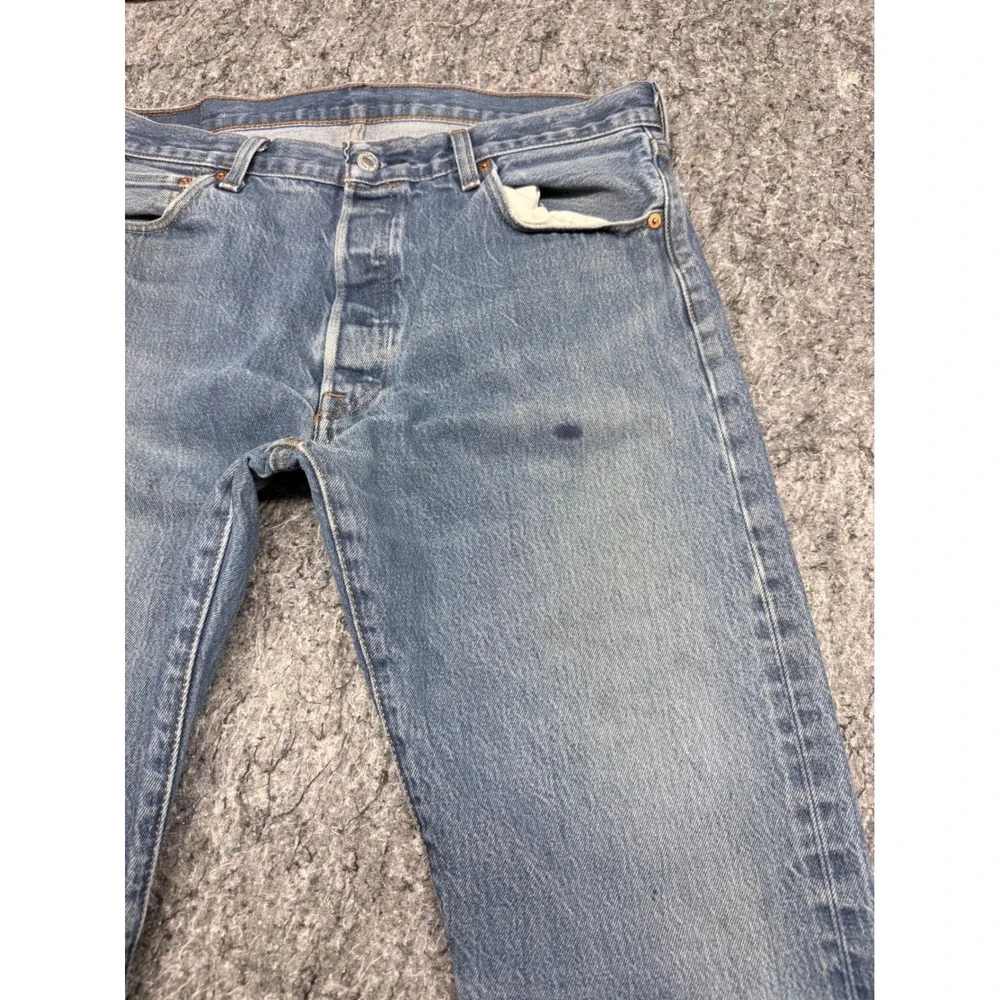 Levis 501 Original Fit Mens Jeans W36 L33 Blue‎ Denim Button Fly Straight Leg